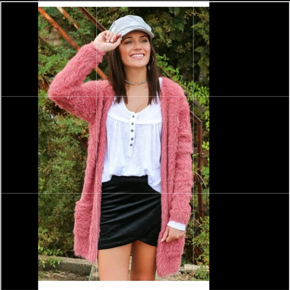 Free People Fuzzy Rose Cardigan S
